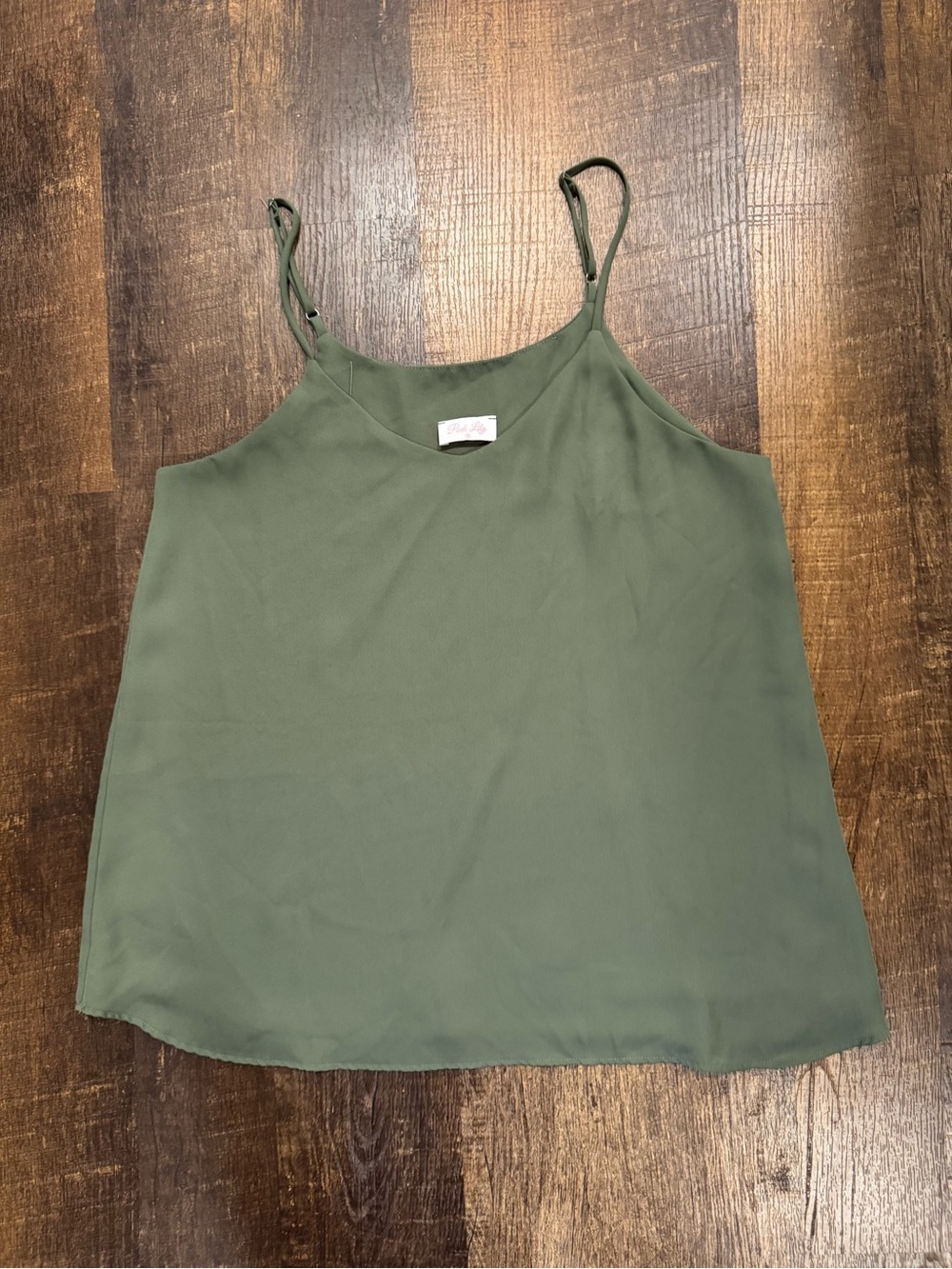 Pink lily olive green chiffon tank
